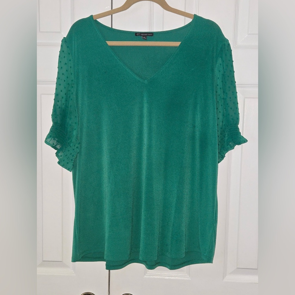 Adrianna Papell Teal V-Neck Blouse